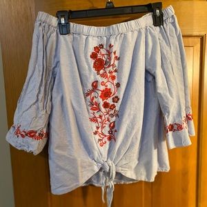 Embroidered off-the shoulder top